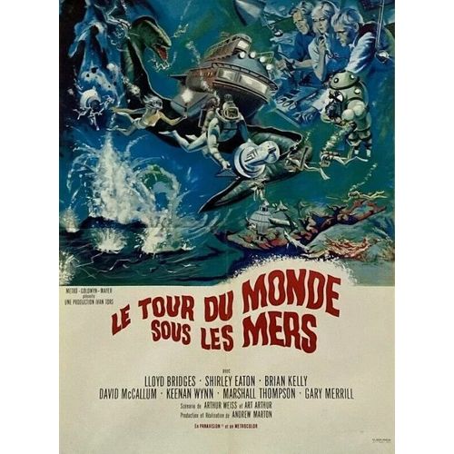Le Tour Du Monde Sous Les Mers - Affiche Originale De Cinéma - Format 60x80 Cm - De Andrew Marton Avec Lloyd Bridges, Brian Kelly, Shirley Eaton, David Mccallum / Around The World Under The Sea - 1966