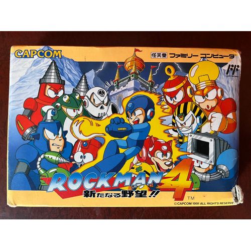 Rockman 4 Famicom Cap-4v  1991 Jeu Boîte Complet Bon État