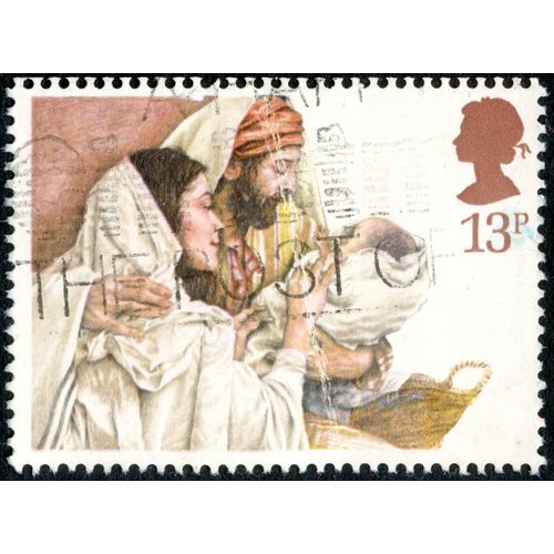 Timbre Oblitéré Angleterre, Noël, 13 P