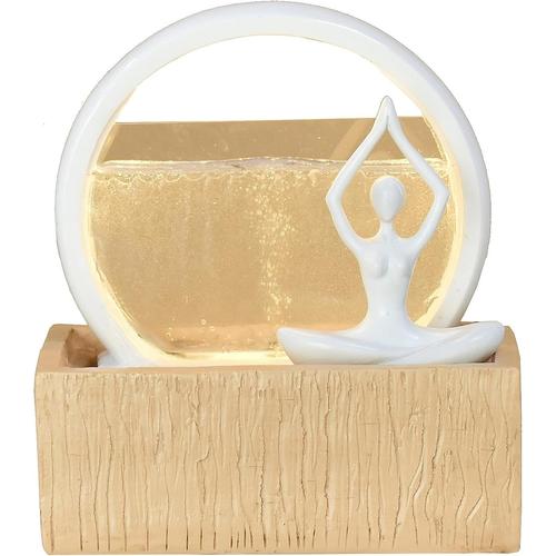 Fontaine d¿Intérieur Moderne Vitality Lumière Bandeau LED Blanc, Statue Femme Yoga Amovible ¿ Décoration Contemporaine - Fontaine Circuit fermé à Débordement