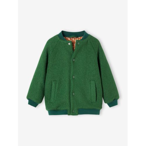 Manteau Style Teddy Fille En Lainage Bouclettes Vert Anglais