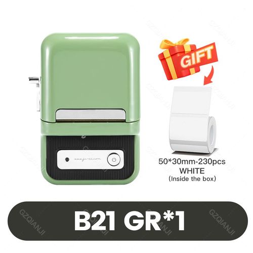 imprimante thermique Portable B1 B21 pour ¿¿tiquettes",Mini-Code ¿¿ barres,Code QR,autocollants,rouleaux de couleur,"machine d'¿¿tiquettes de cable - Type B21 Green