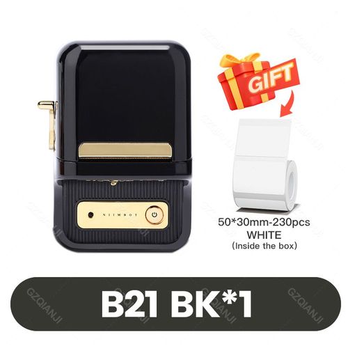 imprimante thermique Portable B1 B21 pour ¿¿tiquettes",Mini-Code ¿¿ barres,Code QR,autocollants,rouleaux de couleur,"machine d'¿¿tiquettes de cable - Type B21 Black