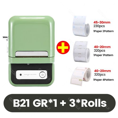 imprimante thermique Portable B1 B21 pour ¿¿tiquettes",Mini-Code ¿¿ barres,Code QR,autocollants,rouleaux de couleur,"machine d'¿¿tiquettes de cable - Type B21 GR Add 3Rolls