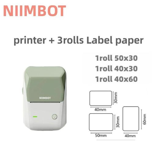Imprimante d'¿¿tiquettes portable Niimbot B1",mini code-barres thermique,autocollant de code QR,de rouleaux de notes autocollantes,"produit de qualit¿¿ - Type Green Add 3 Label