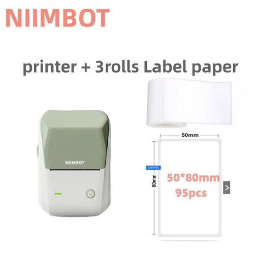 Imprimante d'¿¿tiquettes portable Niimbot B1",mini code-barres thermique,autocollant de code QR,de rouleaux de notes autocollantes,"produit de qualit¿¿ - Type Green 3rolls 5080