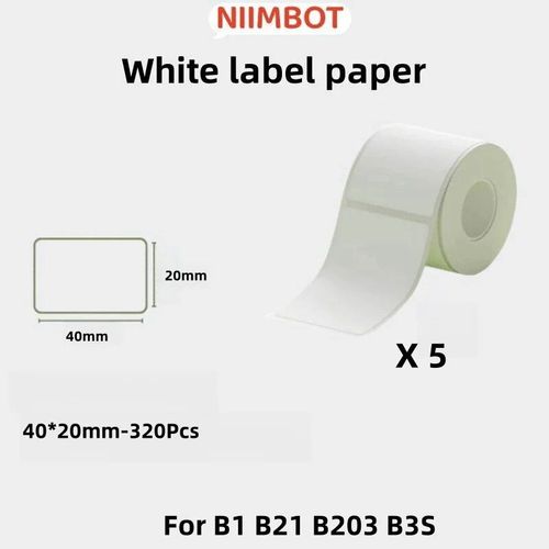 NIIMBOT B1-¿¿tiqueteuse Portable",Imprimante Thermique,Mini Code-barres,Autocollant de Code QR,Rouleaux de Papier,¿¿tiquette de Cable,"20-50mm - Type paper 5 Rolls 4020