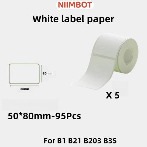 NIIMBOT B1-¿¿tiqueteuse Portable",Imprimante Thermique,Mini Code-barres,Autocollant de Code QR,Rouleaux de Papier,¿¿tiquette de Cable,"20-50mm - Type paper 5 Rolls 5080
