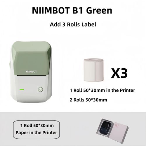 Niimbot-Imprimante d'¿¿tiquettes B1",Portable,D¿¿terminer,Thermique,Mini,Code-barres,QR,Code,Autocollant,Papier,Document,Rouleaux,Maker,"Cable - Type GN 3 Rolls 5030