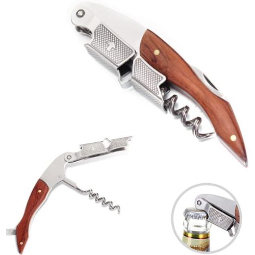 Tire-Bouchon Professionnel Couteaux De Sommelier Avec Manche En Bois Ouvre Bouteille En Acier Inoxydable Coupe-Capsule Pour Bière Et Vin Hôtellerie-Restauration Barman Sommelier Ouvre-Bouteille 1 Pcs