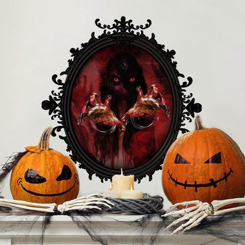 Vintage miroir style autocollant mural Halloween salon chambre à coucher décoration femelle fantôme main style autocollant mural GAO6657