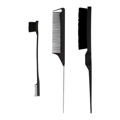 3 Pièces Brosse À Cheveux Set Edge Brush And Comb For Edge Control Wig Brosse À Cheveux Brosse À Cheveux Double Face Peigne Lisse Toilettage Rat Tail Peignes
