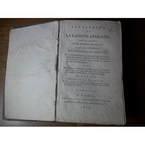 Peyton: Eléments De Langue Anglaise 1804