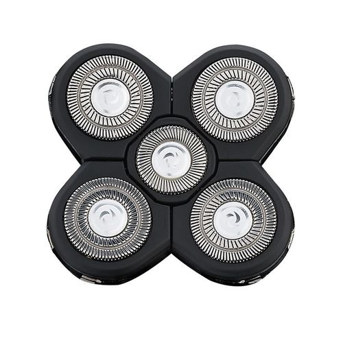 Têtes de Remplacement de Rasoir, Tête Rasoir 5 Têtes Rasoir électrique Flottant Barbe Tondeuse à Cheveux Pratique Rotative Étanche Électrique Rasoir Tête pour Tête et Visage (Noir)
