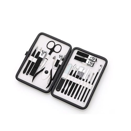 (Noir)-Kit Manucure Et Pédicure - Ciseaux À Ongles Professionnels Coupe-Cuticules En Acier Inoxydable - Kit Manucure Et Pédicure 18 Pièces Avec Belle Boîte 
