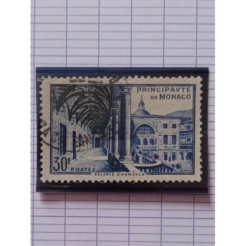 L77 -- Timbre Oblitéré Monaco N ° 385 -- Année 1952 -- " Musée Postal , Galerie D'hercule ".