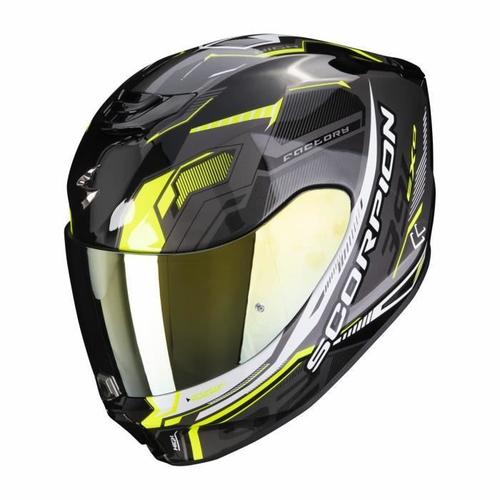 Casque Moto Intégral Scorpion Exo-391 Haut Ece 22-06 - Noir/Argent/Jaune Fluo - L