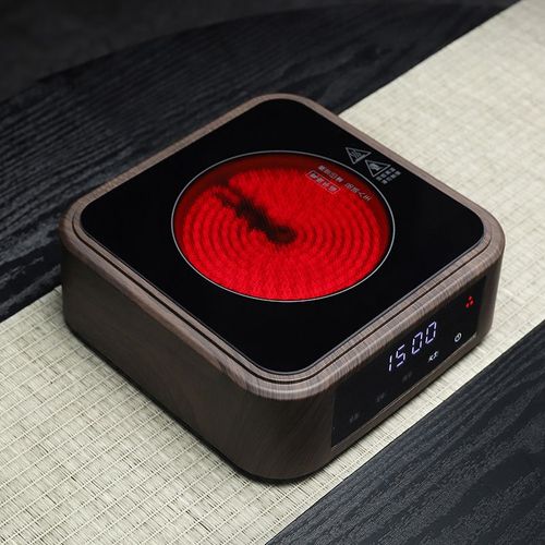 Réchaud à thé électrique intelligent,plaque chauffante domestique,four de chauffage,mini théière,bomicrophone à eau,1500 V,220 W - Type wood grain-EU plug