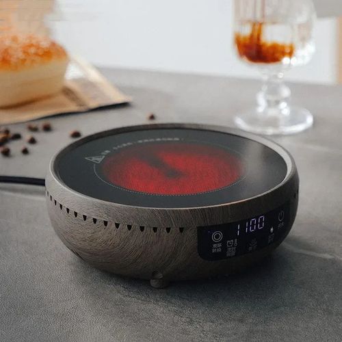 Réchaud à café électrique en céramique avec chronométrage,cuisinière à thé électrique,température s?ur,théière,cuisinière multifonctionnelle,1100W - Type Black wood grain-EU Plug