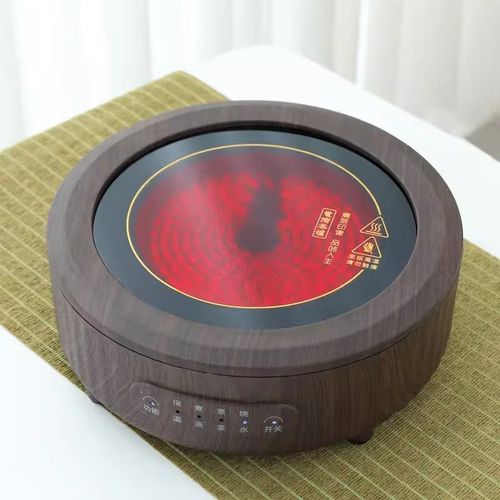 Mini réchaud électrique en céramique intelligent,théière en verre multifonctionnelle,4 vitesses réglables,théière portable,800 V,220 W - Type Wood grain-EU Plug