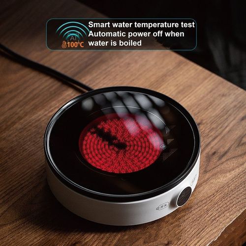 Réchaud électrique en céramique,machine à thé réglable à 9 vitesses,extérieur,café,chauffe-thé,réchaud à thé multifonction,arrêt automatique,1000W - Type White-EU Plug
