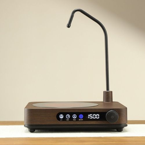 Cuisinière à thé électrique en céramique intelligente,alimentation en eau automatique,cuisinière à induction,verre de pompage d'eau,réchaud à thé Kung Fu,machine exé - Type Wood grain color-EU Plug