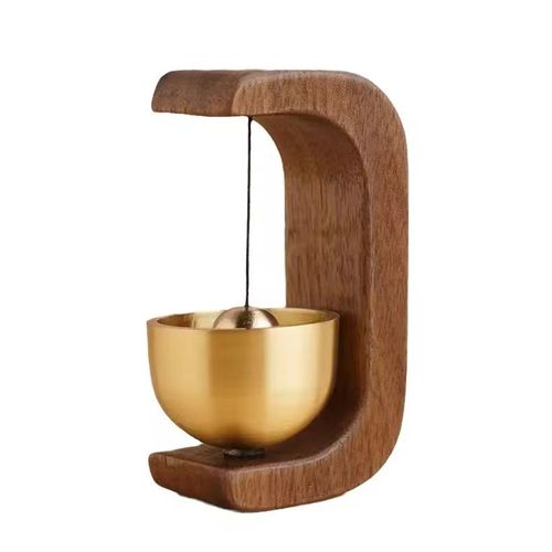Sonnette en laiton magnétique en bois massif,sonnette sans fil,pendentif de porte d'entrée,esthétique,tendance,décoration d'intérieur,minimalisme
