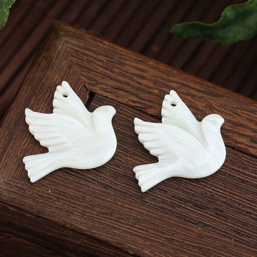 Pendentif En Coquillage Naturel Pour La Paix,2 Pièces,Nacre Blanche,Pigeon,Breloques,Perles,Bijoux De Direction,Boucles D'oreilles,Accessoires De Collier,
