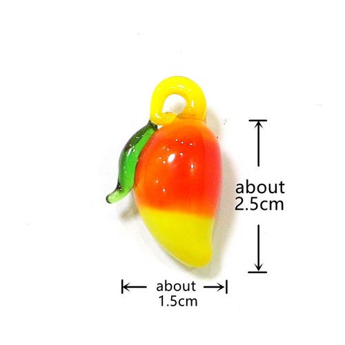 Pendentifs De Fruits En Verre,2 Pièces,Mignons,Banane,Pêche,Pastèque,Pomme,Cerise,Poire,Fraise,Raisin,Orange,Citron,Ornement En Tranches De Mangue