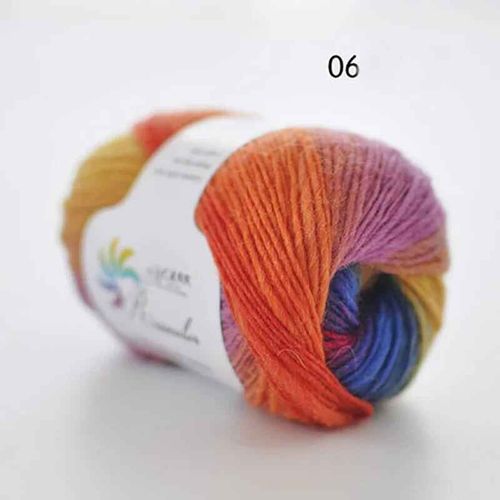 Fil de laine arc-en-ciel long Tissé à la main,Togo Chunky,Scores colorés,Lady Châles,Fil de crochet,pure laine,5 pièces - Type N06
