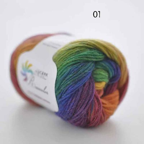 Fil de laine arc-en-ciel long Tissé à la main,Togo Chunky,Scores colorés,Lady Châles,Fil de crochet,pure laine,5 pièces - Type N01