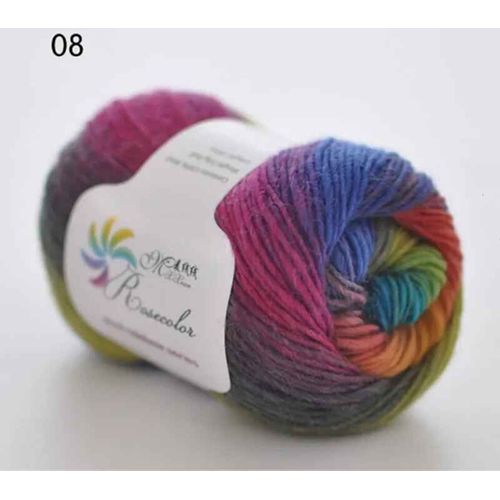 Fil de laine arc-en-ciel long Tissé à la main,Togo Chunky,Scores colorés,Lady Châles,Fil de crochet,pure laine,5 pièces - Type N08