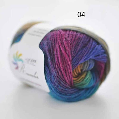 Fil de laine arc-en-ciel long Tissé à la main,Togo Chunky,Scores colorés,Lady Châles,Fil de crochet,pure laine,5 pièces - Type N04