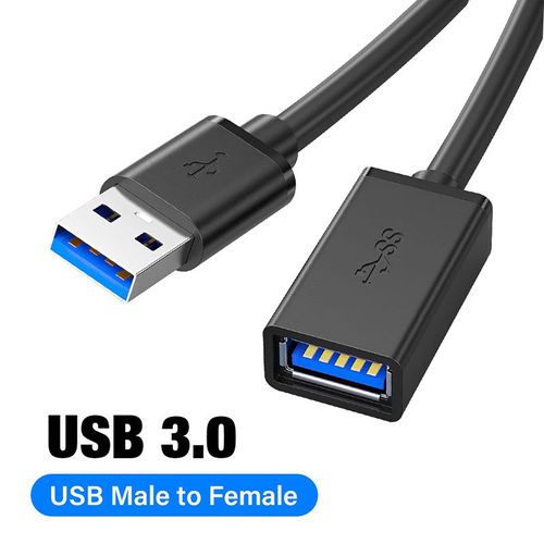 Câble d'extension USB 3.0 mâle vers femelle pour ordinateur portable et TV,cordon de transfert de données pour caméra et imprimante,longueur 0.5m et 5m - Type Black-1m