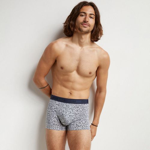 Boxer Homme En Coton Stretch Gris À Petites Fleurs Dim Fancy