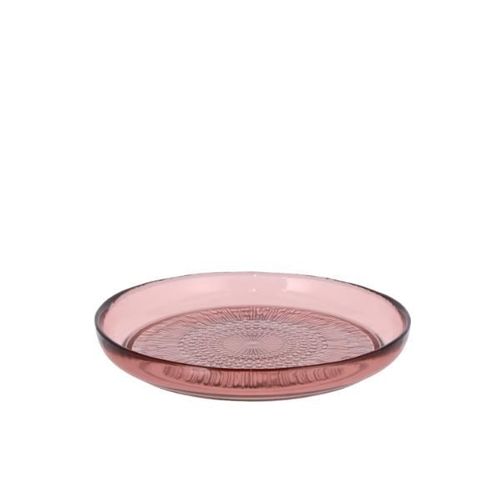 Coffret De 4 Assiettes À Dessert En Verre Rose 18 Cm