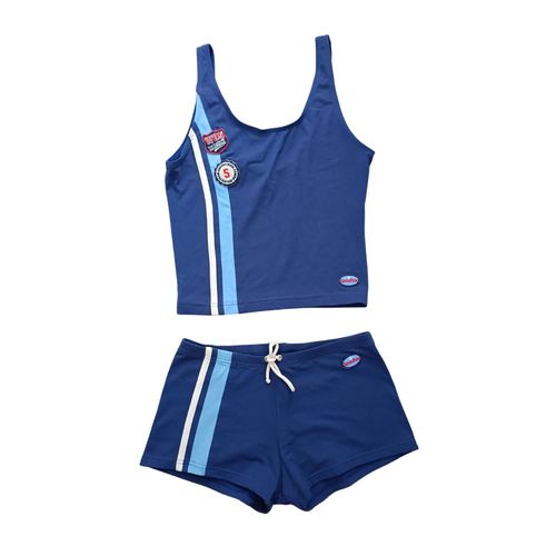 Maillot De Bain Bleu. 2 Pieces. Shorty Et Brassiere. Banana Moon. Polyamide. Elasthane. Taille 36