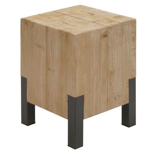 Tabouret Hwc-L76, Tabouret En Bois, Industrial Métal Massif-Bois Certifié Mvg, Naturel
