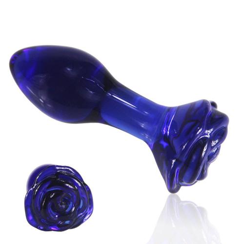 Bloom Big Rose Glass Butt Plug, Blue Sex Toy, Explore Ass Play, Vagin, Thiculate, Orgasmic, Lesbian Backdoor, Love Game, Femmes, Hommes