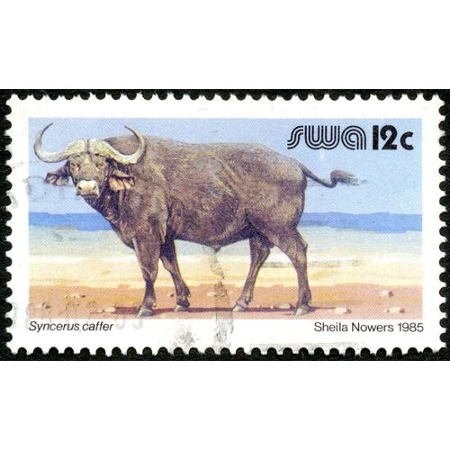 Timbre Oblitéré Swa 12c, Syncerus Caffer, Sheila Nowers 1985