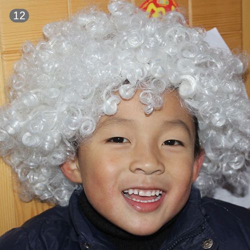 Perruque Ronde Bouclée Pour Enfants Et Adultes, 1 * Chapeau De Carnaval, Explosion De Cheveux, Accessoires De Fête Pour La Journée De L'enfance, Fans De Clown Pelucheux Et Amusants 