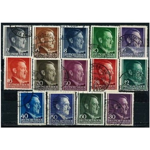 Pologne, Occupation Allemande, Gouvernement Général, 1941 - 1942, Belle Série Complète Timbres Yvert 82 À 99, Chancelier Hitler, Oblitérés, Tbe