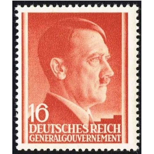 Pologne, Occupation Allemande, General Gouvernement 1941, Très Beau Timbre Neuf** Luxe Yvert 87, Portrait Chancelier Hitler, 16gr. Brun.