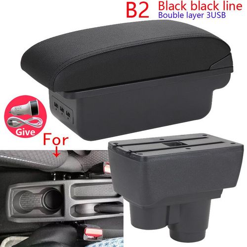 Accoudoir En Cuir Pour Renault Duster,Boîte De Rangement Pour Console Centrale,Accessoires De Décoration,Dacia Duster,2019-2023 - Type B2 Black Line 3usb
