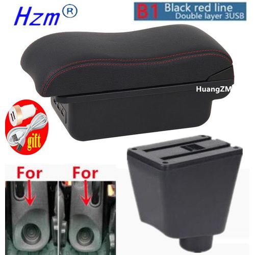 Accoudoir De Voiture Pour Renault Clio 4,Captur Clio 3 Iii Iv,Boîte D'accoudoir De Voiture,Pièces De Rangement D'accessoires,Rénovation Intérieure Dédiée - Type B1 Red Line 3usb
