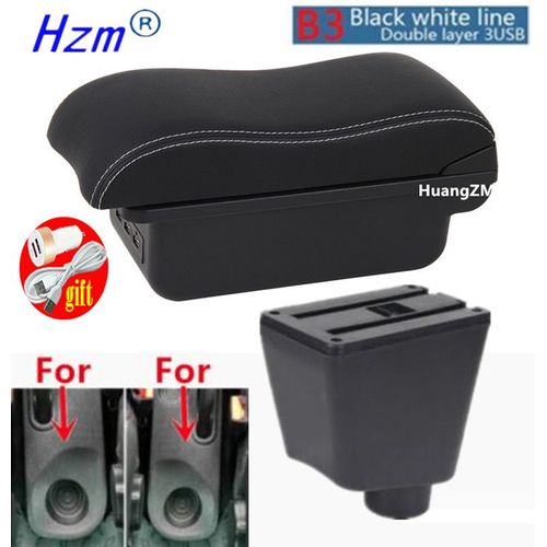 Accoudoir De Voiture Pour Renault Clio 4,Captur Clio 3 Iii Iv,Boîte D'accoudoir De Voiture,Pièces De Rangement D'accessoires,Rénovation Intérieure Dédiée - Type B3 White Line 3usb