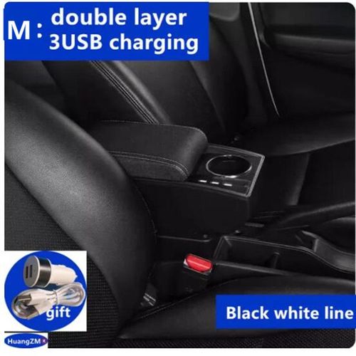 Accoudoir De Voiture Pour Renault Clio 4,Captur Clio 3 Iii Iv,Boîte D'accoudoir De Voiture,Pièces De Rangement D'accessoires,Rénovation Intérieure Dédiée - Type M1 White Line 3usb