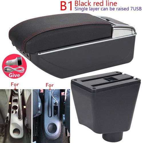 Accoudoir De Voiture Pour Renault Clio 4,Captur Clio 3 Iii Iv,Boîte D'accoudoir De Voiture,Pièces De Rangement D'accessoires,Rénovation Intérieure Dédiée - Type B1 Black Red 7usb