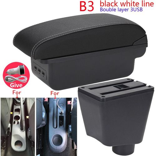 Accoudoir De Voiture Pour Renault Clio 4,Captur Clio 3 Iii Iv,Boîte D'accoudoir De Voiture,Pièces De Rangement D'accessoires,Rénovation Intérieure Dédiée - Type B3 Black White 3usb