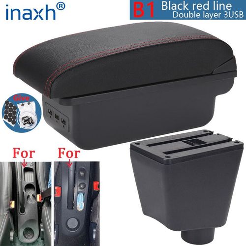 Accoudoir De Voiture Pour Renault Clio 3,Captur Clio 4 Iii Iv,Boîte De Rangement D'accessoires De Voiture,Pièces De Rénovation - Type B1 Black Red 3usb